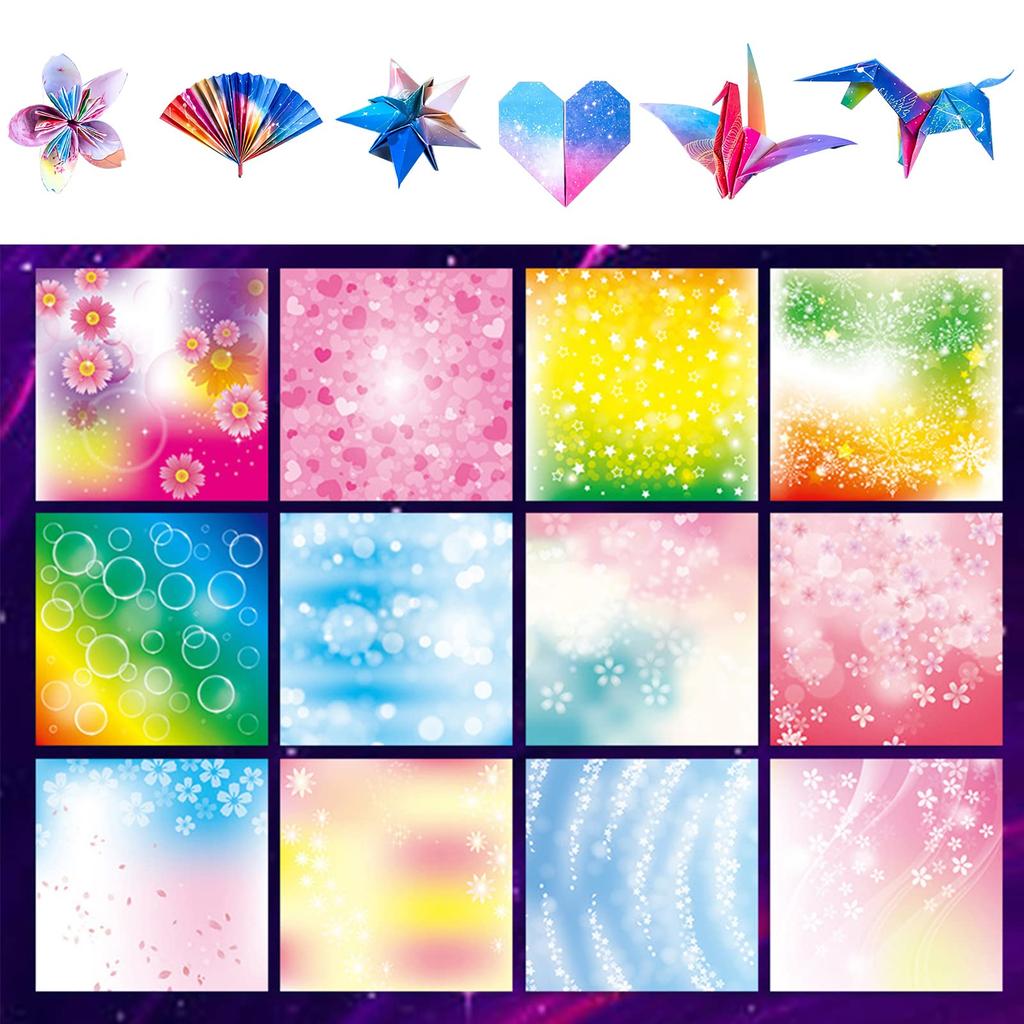 Origami Origami Star Confetti Gradient Colorful Printed Thousand Cranes Origami of [150 Sheets] Case, Origami, Kids' Handmade, Origami, Origami,
