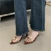 New with Skirt Style Open-toed Thin Strap Pointed Cool Slippers Medium Heel Fashionable Versatile One-button Sandals