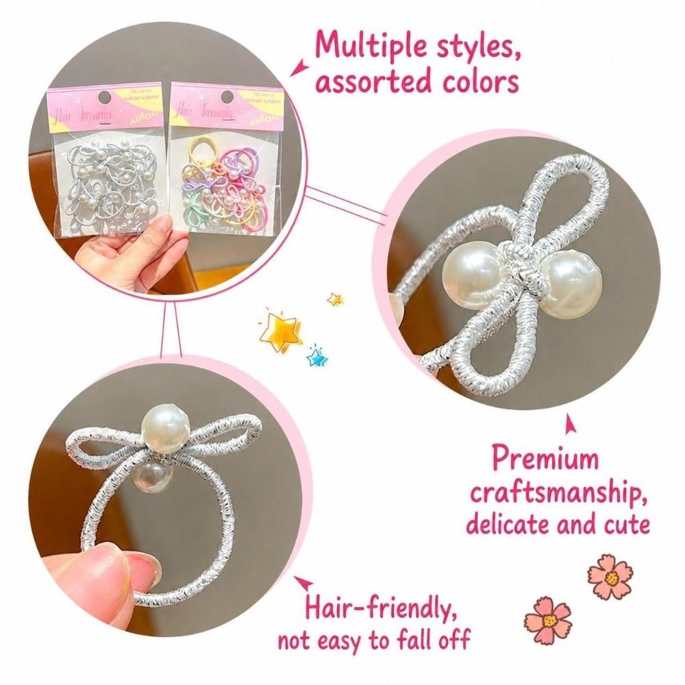 10pcs Elastic Girls Hair Band Small Size Bow Headband For Daily Hair Decoration