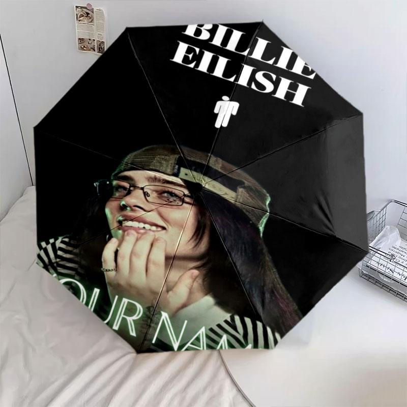 1 шт. Автоматический складной зонт - Узор с индивидуальным именем Billie Eilish, Портативная и складная конструкция с 8 спицами, Рождественские и Дни рождения Подарки