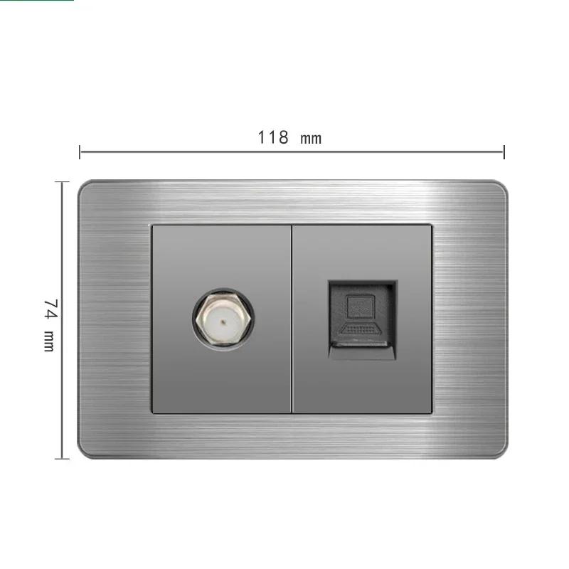 Американский стандарт настенный выключатель света розетка универсальная вилка с usb американская нержавеющая сталь 2-канальная панель розеток 118*74 м компьютер