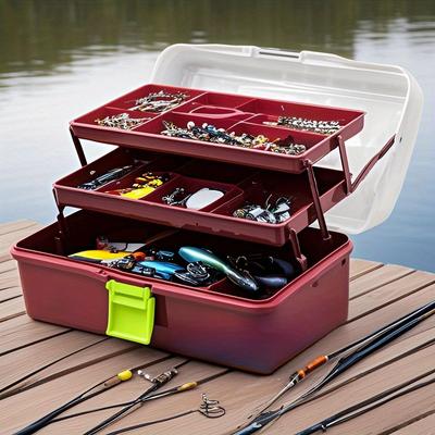 3-слойный водонепроницаемый ящик для рыболовных снастей с замком, несколько отделений для приманок и снастей, идеально подходит для кемпинга и рыбалки, рыболовные снасти