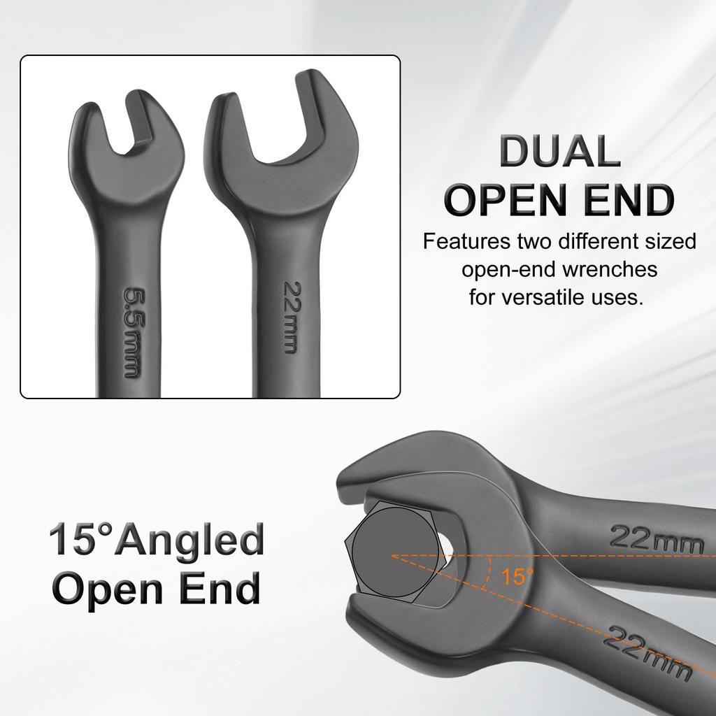 uxcell Box Thick Flat for Furniture 14mm x 17mm Double-Ended Wrench, Wrench, Type, Head, Repair, Metric, Black, 2-Pack