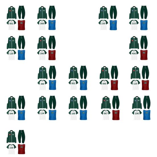 4 шт./компл. Костюм для косплея из сериала «Игра в кальмара», толстовка, куртка, брюки, футболка, жилет, комплект, куртка на молнии, брюки на шнурке, спортивный костюм для косплей-вечеринок, на каждый день