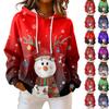 Women's Loose Comfortable Casual Fashion V-Neck Christmas Print Long Sleeve Hoodie