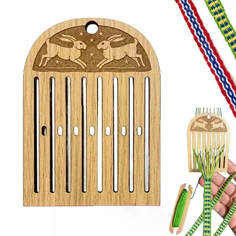 Деревянный Портативный Ткацкий Станок с Жестким Ремизом, Набор Ткацкого Станка с Поясным Ремнем для Начинающих для Изготовления Браслетов, Сумок, Ремней и Ремешков для Камеры