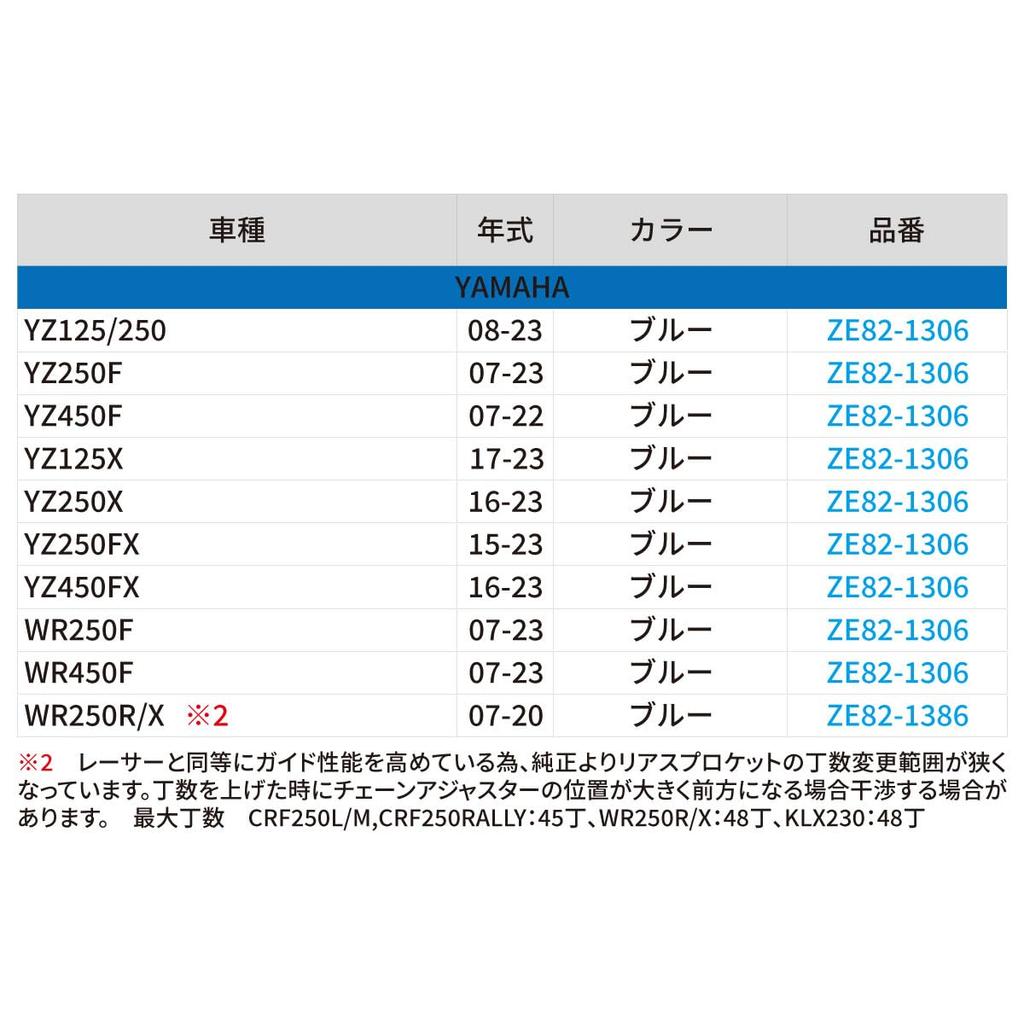 ZETA RACING Chain Guide Blue Dirt Freak DIRTFREAK YZ125/X/250/X, YZ250F/FX, YZ450F/FX, WR250F/450F ZE82-1306