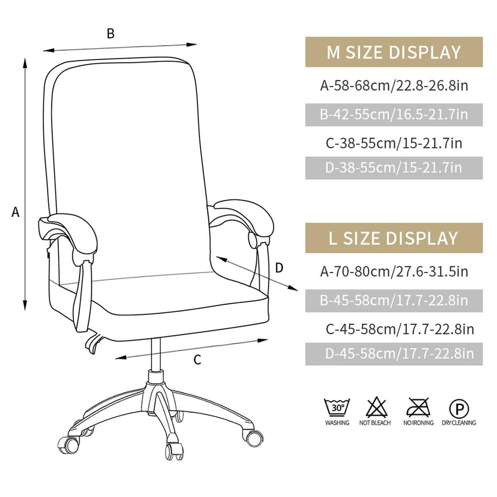 Office Computer Chair Cover Dust-proof, Geometry Stretch Printed, Elastic Game Chair Slipcover, Rotatable Armchair Protector,M/L