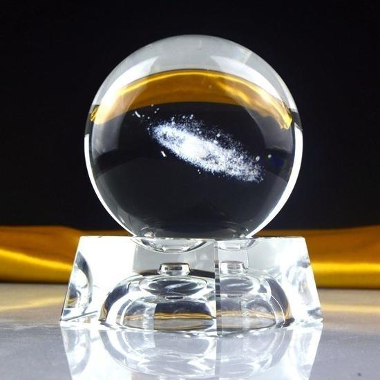 Стильное украшение для домашнего рабочего стола Светящийся прозрачный хрустальный шар Млечного Пути с основанием