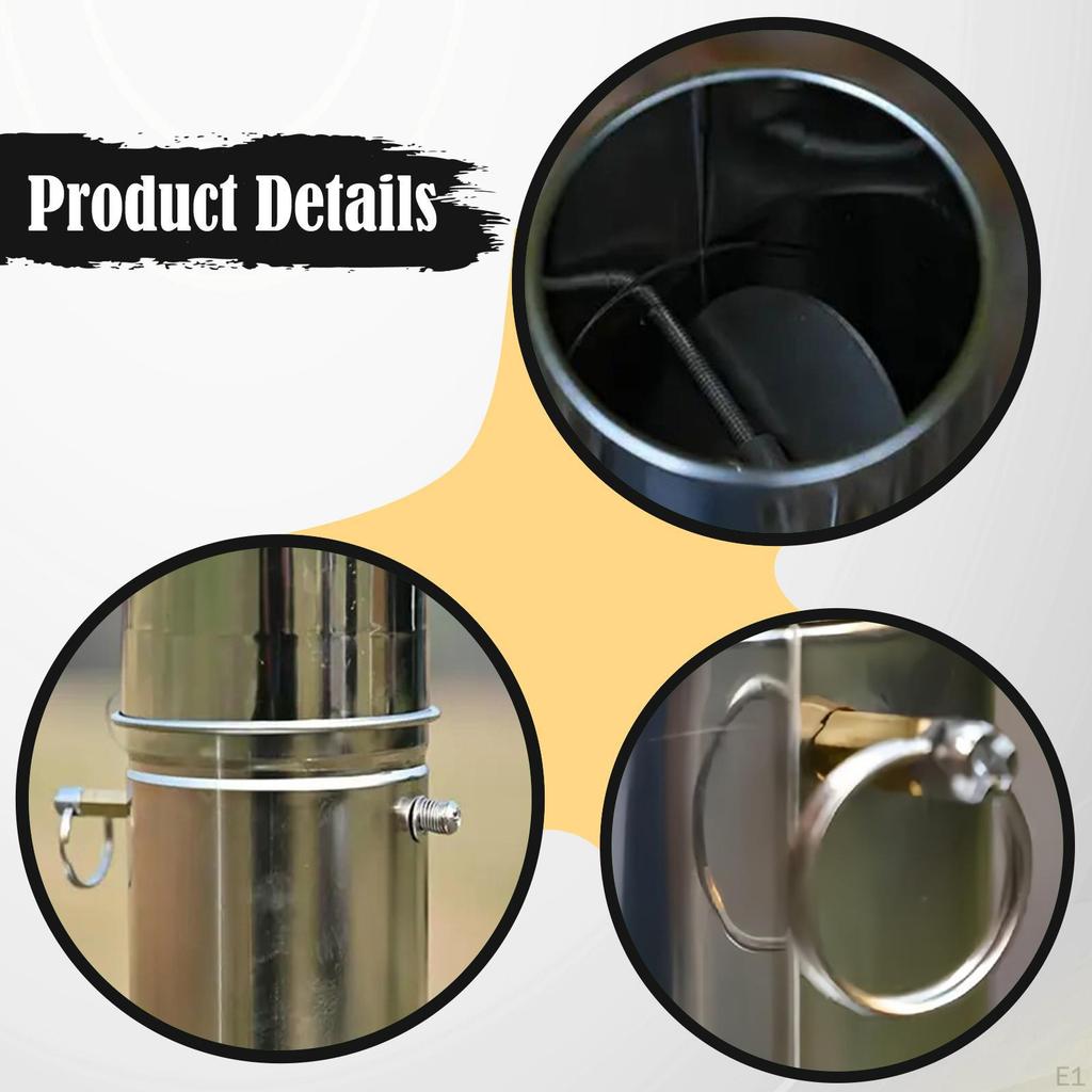 Stovepipe with Damper Flue Heat Resistant Straight Fume Extraction Chimney for Camping Wood Burner