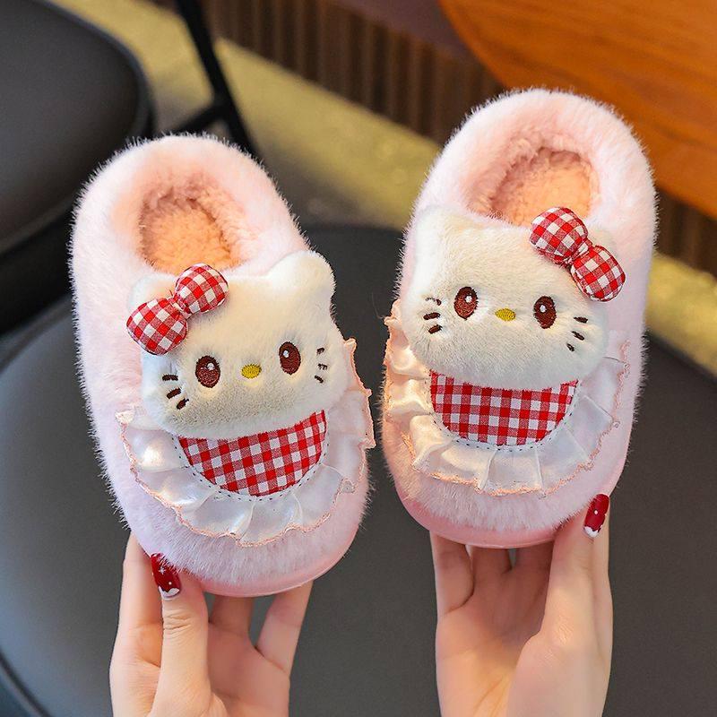 Пушистая сумка-принцесса и хлопковые тапочки против скольжения KT Cat Girls 2025 - Новая осенне-зимняя коллекция для родителей и детей