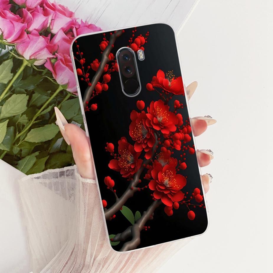 For Xiaomi Pocophone F1 Case Luxury Bow Flowers Painted Cover 6.18'' Soft TPU Phone Case For Xiaomi Poco F1 PocoF1 Fundas Bumper