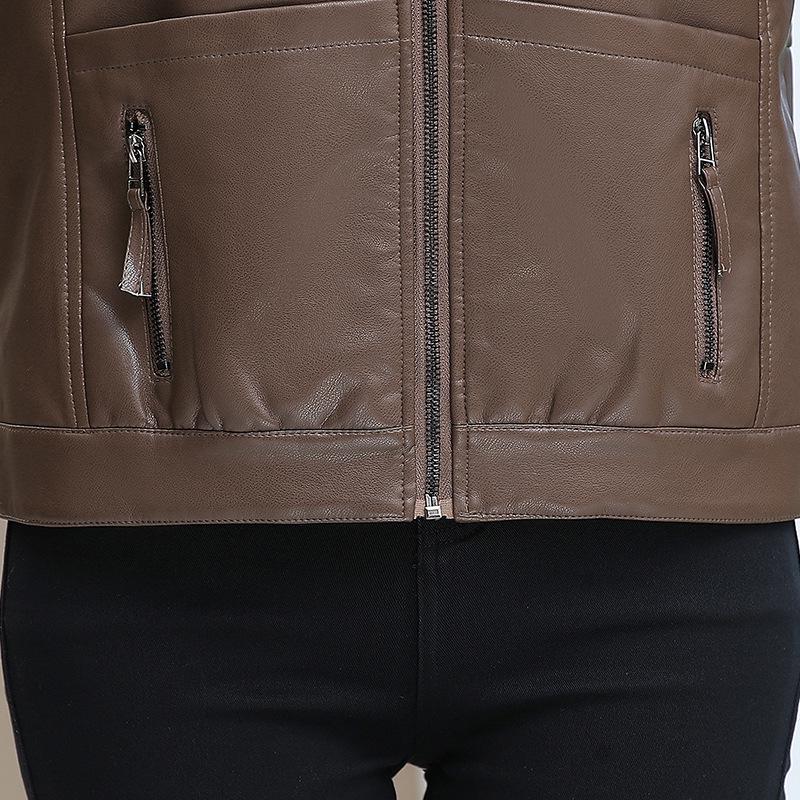 Весна/Осень 2025 Женское короткое пальто из ПУ кожи с капюшоном - Стильная куртка на молнии для молодых мам.