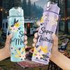 1PC Wreath Framed Super Maitresse Floral Text 750ml Color Plastic Water Bottle Leakproof Flip Straw Lid For Sports Office Home Use