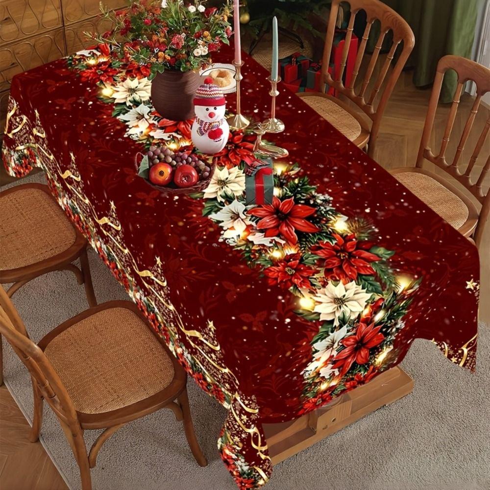 Oil-proof Christmas Santa Claus Tablecloth Waterproof Xmas Deer Table Mat Home Dector