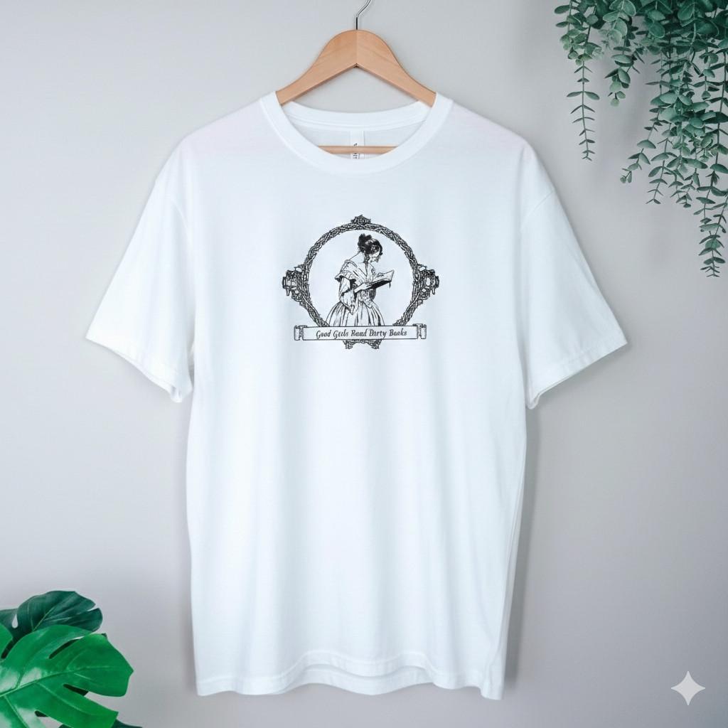 Men's Cotton T-shirt Summer Casual Graphic Tee Short Sleeve Good Girls Read Dirty Books Vintage Reader Graphic T-Shirt Unisex White - S534