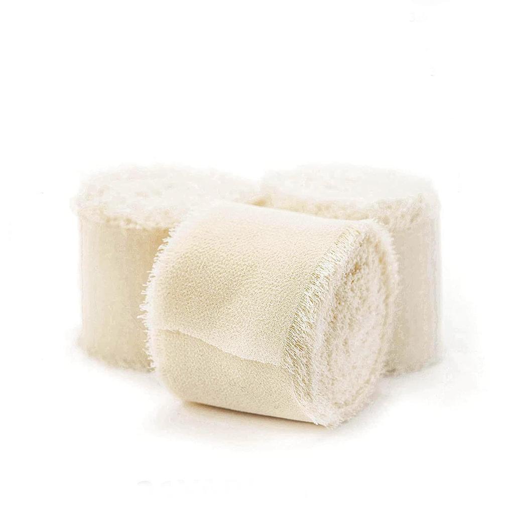 Chiffon Ribbon Bow with Frayed Edges for Weddings and Floral Arrangements