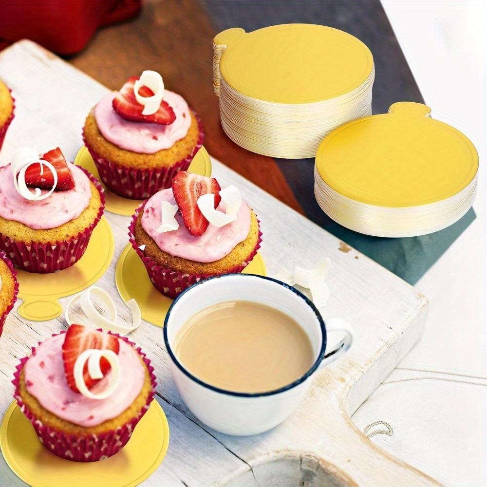 200 шт. мини-подложки для торта, 3,2-дюймовый золотой и серебряный круглый картон для торта, круглые основания для торта, десертные подложки для украшения торта, свадьбы, вечеринки