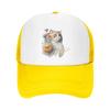 Floral Cat Mesh Trucker Hats for Unisex Women Adjustable Casual Fashion Baseball Caps for Outdoor Activities