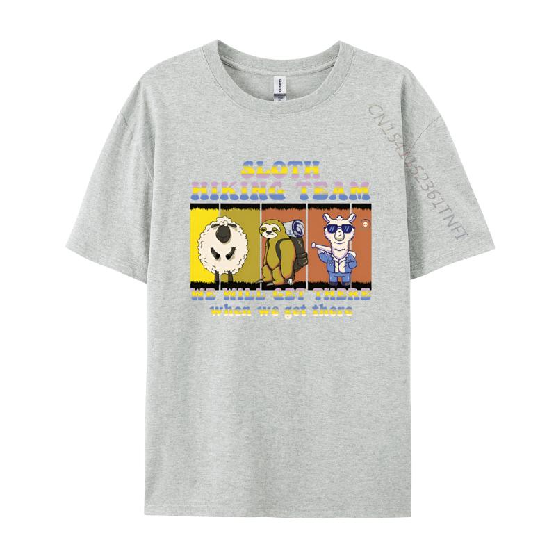 Sloth Llama Hiking Team We Will Get There Tshirt Men Stylish T Shirts TShirt Alternative Men Clothes Normal