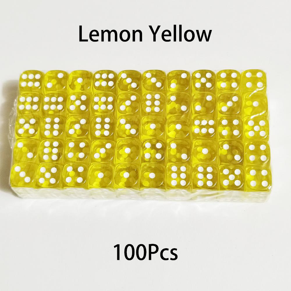 100Pcs/Set 6 Sided Dice 14Mm D6 16 Transparent Optional Color Acrylic Rounded Edges Dice For Table Board Games Party Dnd
