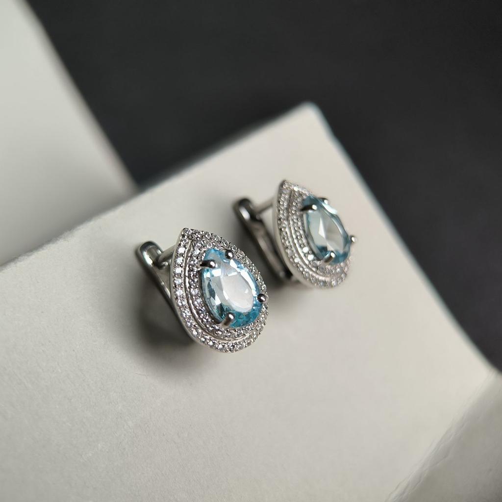 Серебряные серьги с натуральным топазом 5.859ct (2179580)