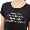 Летние футболки для девочек с буквенным принтом Хорошие девочки попадают в рай Плохие девочки попадают всюду Хлопковые повседневные футболки с круглым вырезом Топы для девочек