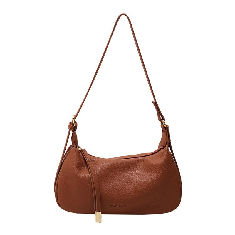 Bag women's new simple texture shoulder messenger bag lychee pattern niche fashion portable dumpling bag