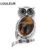 New Lovely Animal Owl Brooches for Women Men Natural Tiger Eye Stone Cabochons Pins Brooch Party Jewelry Accessories Gift