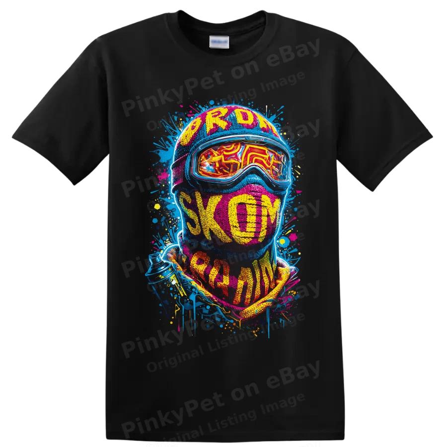 Winter Sports Rider Graffiti Art T Shirt Colorful Ski Style Streetwear Tee Gift