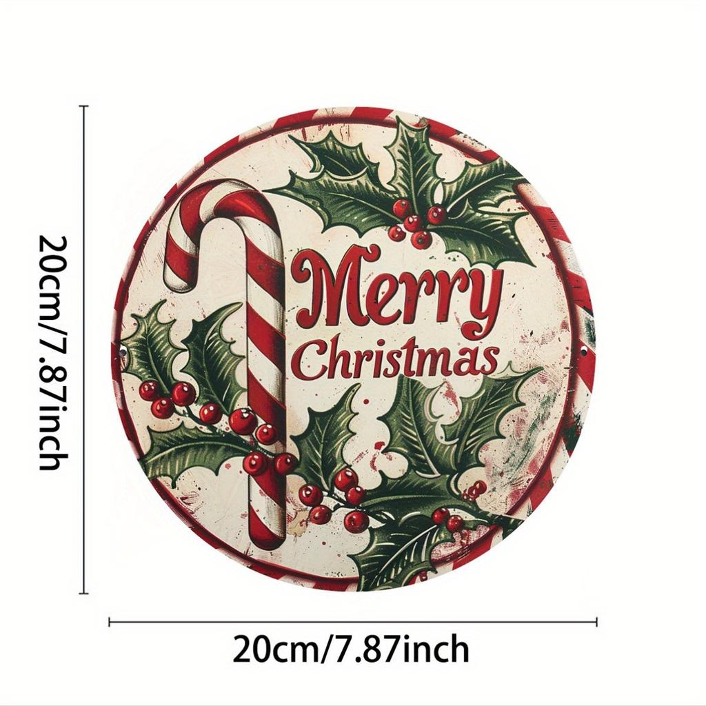 pc Vintage Merry Christmas Round Aluminum Sign Indoor Outdoor Festive Wall Decor x Inch for Home Cafe Apartment
