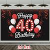 A 2D flat banner with a vibrant design specially created for a 40th birthday celebration event made of polyester material