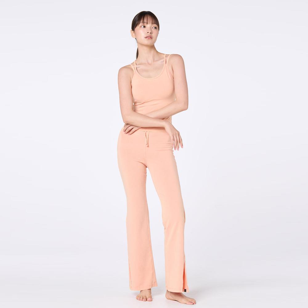 OZEZ Ozpn2130 Vintage Washed Flare Yoga Pants - Cream Coral