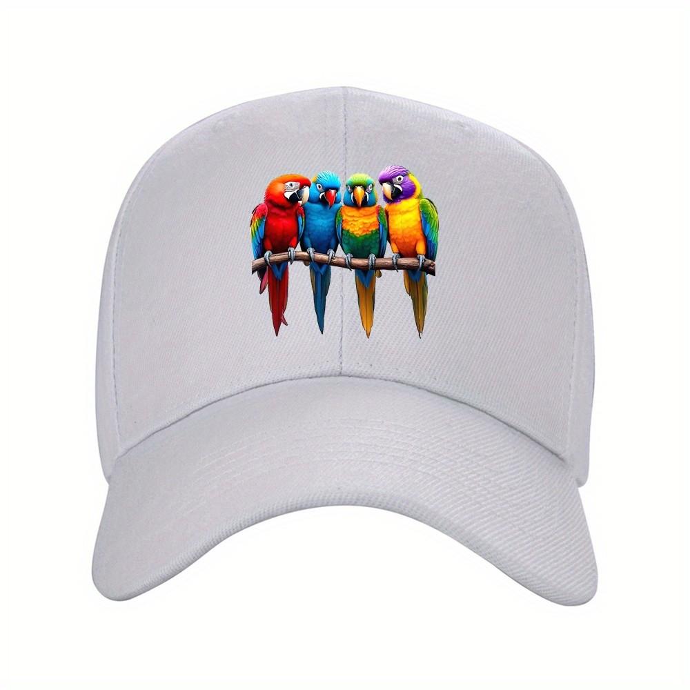 Vibrant Parrot Print Baseball Cap Unisex Polyester Adjustable Outdoor Sports Casual Hat