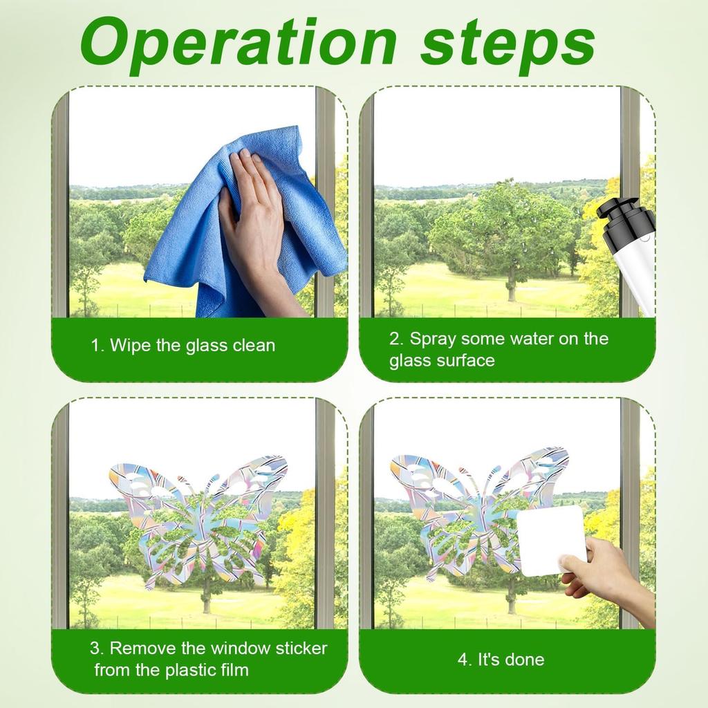 4 Sheets Anti Collision Window Clings, Rainbow Reflection Window Sticker to Prevent Bird Strikes Bird Alert Static Decals Window Strike Prevention