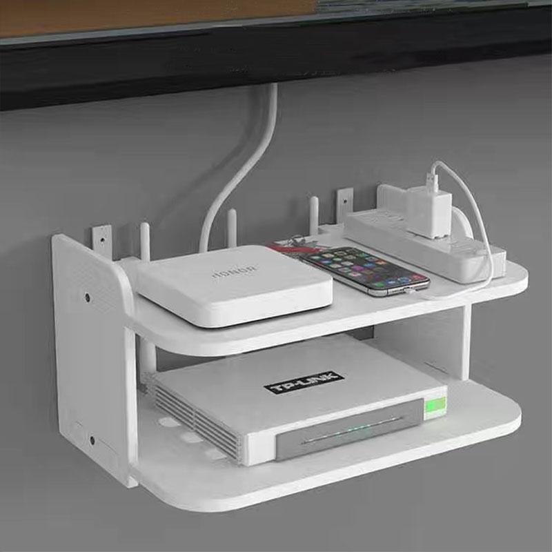 2-ярусная настенная полка без сверления для декора спальни, настенная полка для хранения, настенное крепление для хранения, полка для ТВ-приставки/маршрутизатора