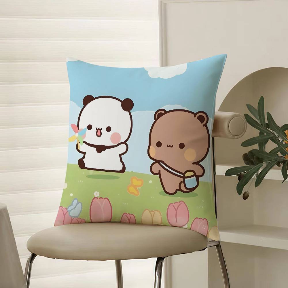 Популярный мультфильм Бубу и Дуду Милая наволочка Комфорт Диван-кровать Шелковистая элегантная Невидимая молния Декоративная наволочка