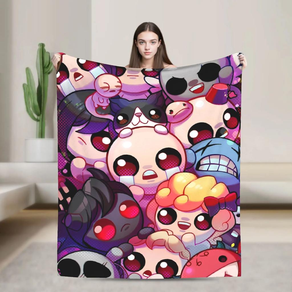 The Binding of Isaac Knitted Fleece Blanket UltraSoft Throw for Couch Home or Portable Use Indie Video Game Inspired Quilt