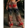 Women's Autumn New Fashion Wide Leg Pants Elastic Waist Bohemian Digital Printed Casual Pants