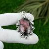 Natural Rhodonite Gemstone Indian Jewelry 925 Sterling Silver Pendant For Women