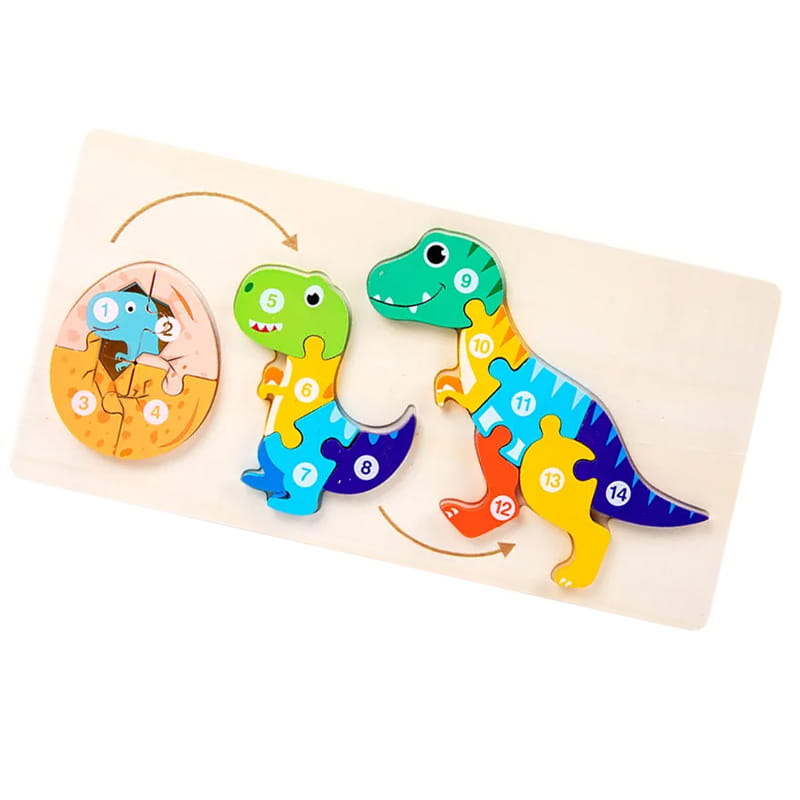 Wooden Puzzles - From Small to Large - Dinosaur