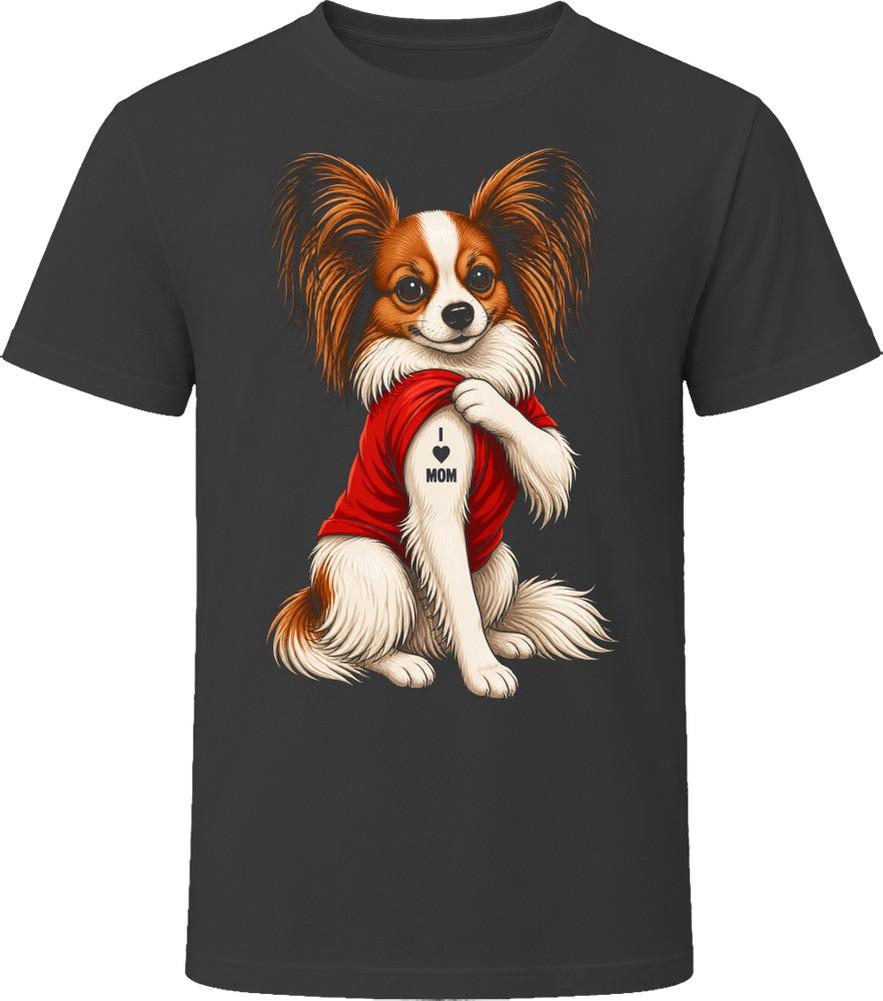 Papillon Dog I Love Mom Tattoo Cute Dog Dad Gift T Shirt