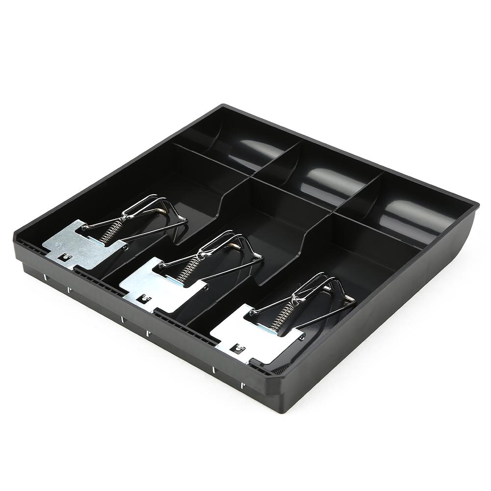 Cash Drawer Register Insert Tray Replacement Cashier Three Box with Metal Clip(black)
