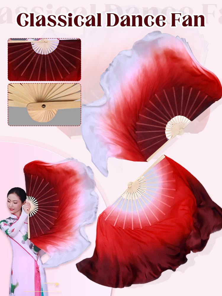 Градиентный цветной женский веер для народных танцев, классическая танцевальная практика, длинные струящиеся веера из искусственного шелка, реквизит для сценического выступления Yangko