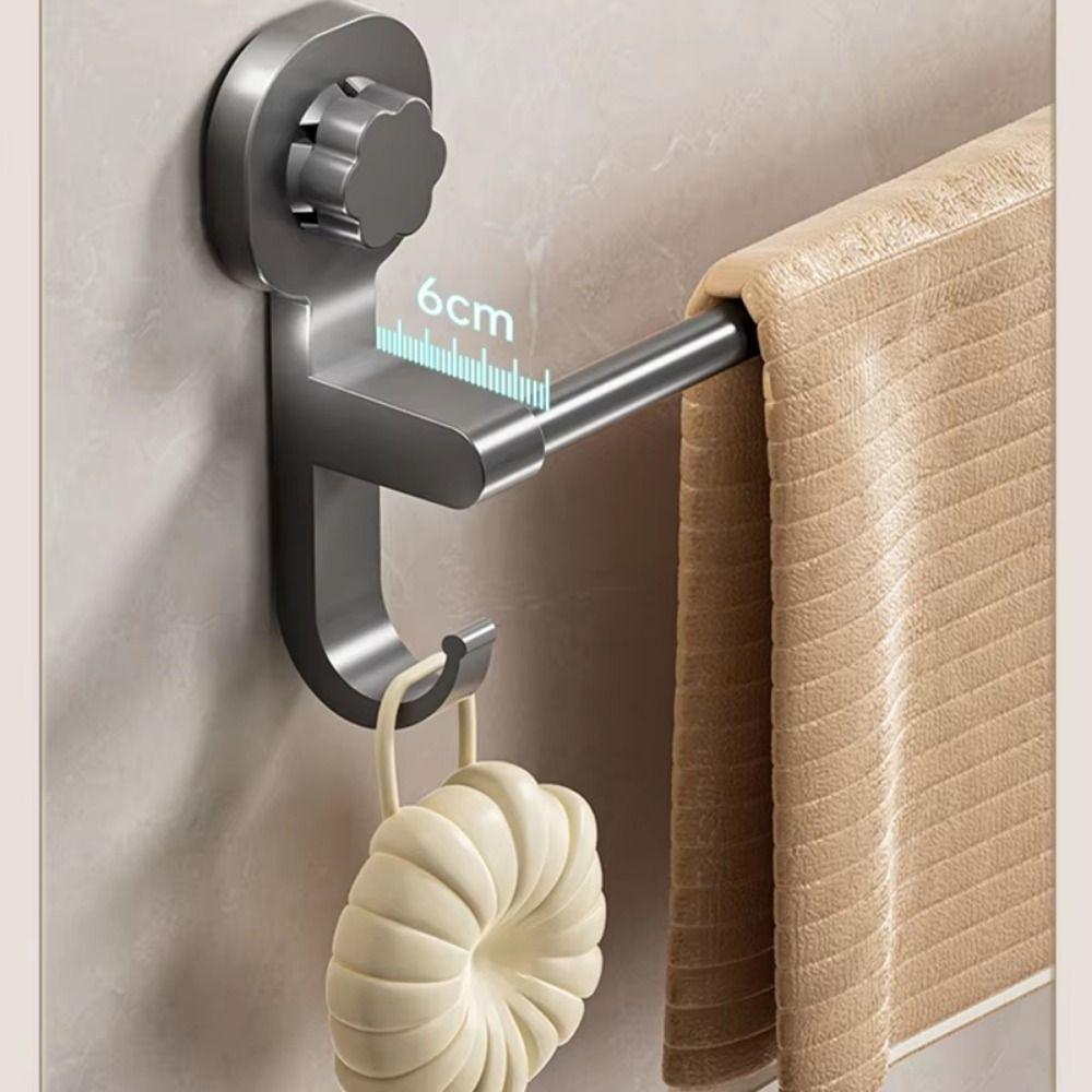 Punching-Free Suction Cup Towel Holder Wall-mounted Bathroom Towel Rod Shower Slipper Rack Kitchen