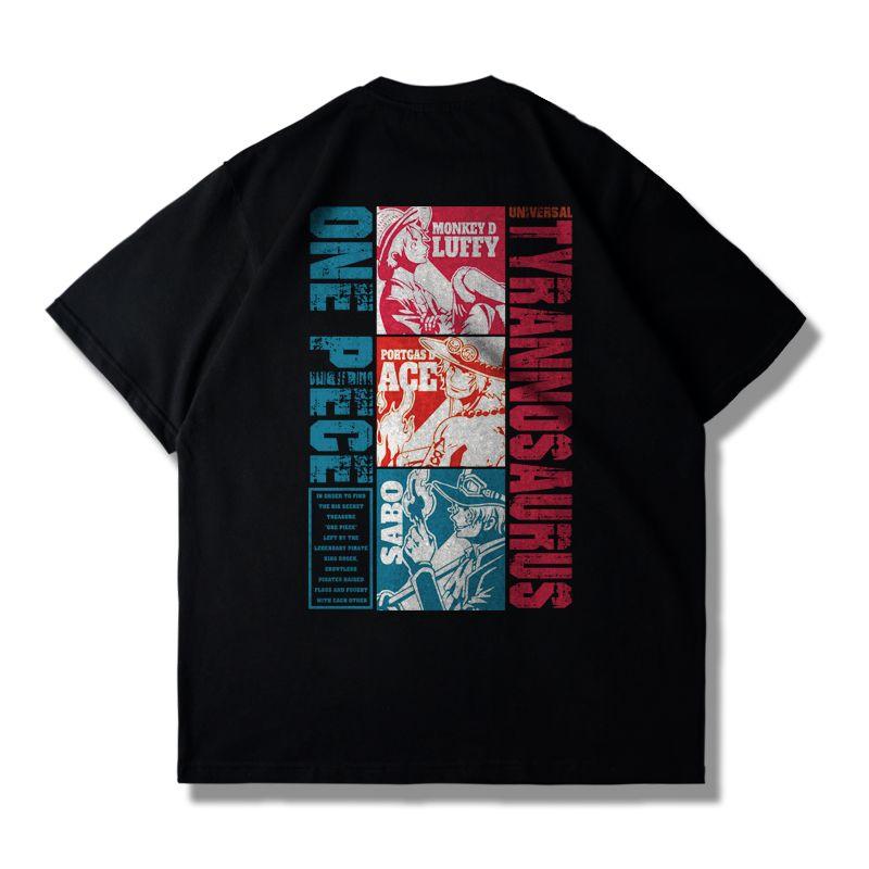 Summer Pure Cotton Japanese ONE PIECE Luffy Tide Brand Short-sleeved Animation T-shirt Printed Men and Women Loose Ins