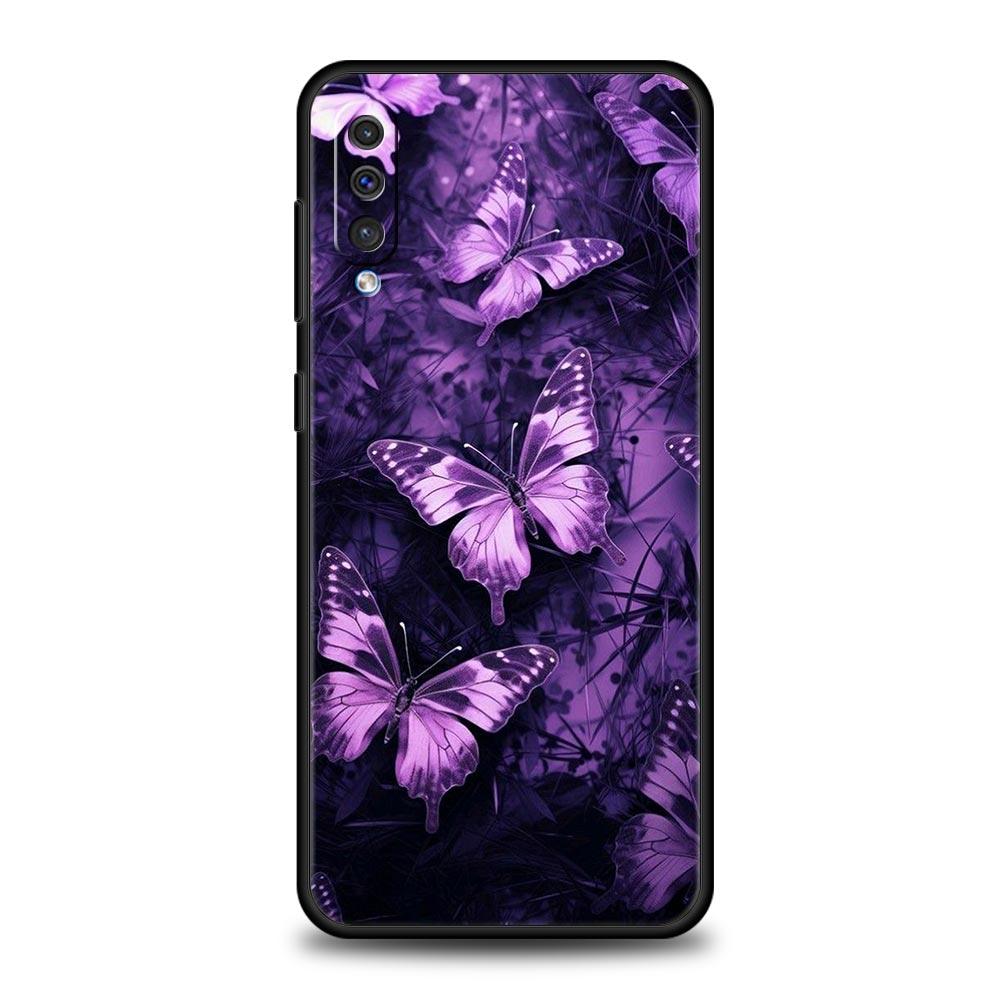 Art Purple Butterfly Phone Case for Samsung Galaxy A56 A36 A26 A16 A34 A24 A42 A22 A20 A12 A40 A30 A10 5G Soft TPU Cover Shell