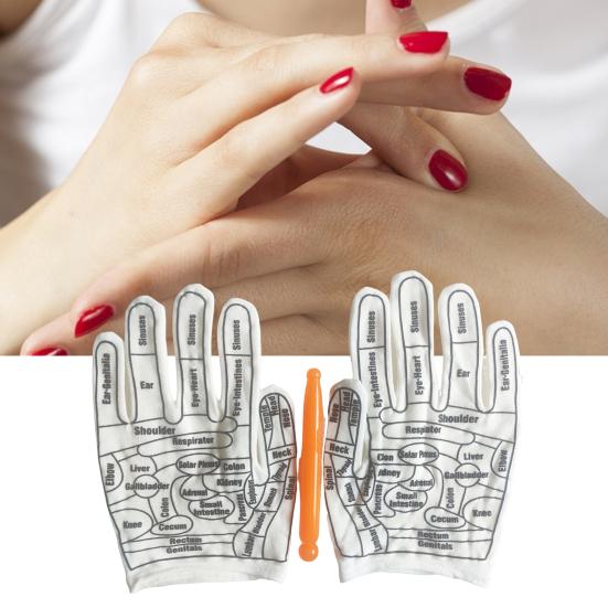 Acupuncture Gloves Set Reflexology Hand Massage Gloves with Acupressure Massage Wand Hand Care Tools Improve Health Relieve Fatigue Gift for Parents
