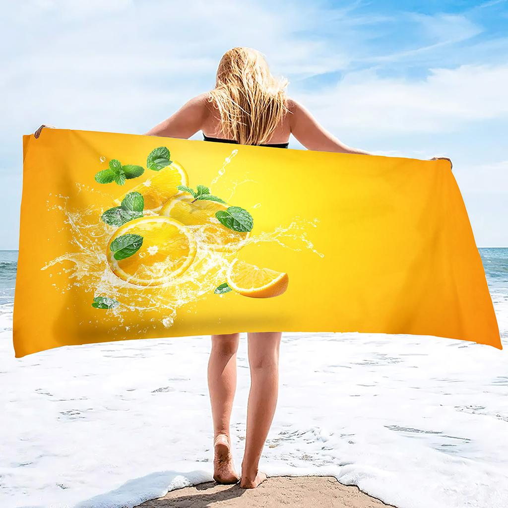 Lemon Printing Series Seaside Vacation Beach Towel Swimming Bath Towel Microfiber Sports Towel