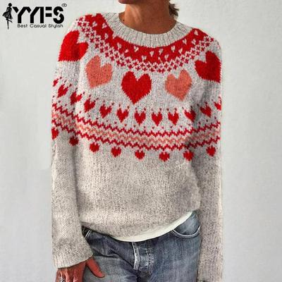 Женские модные повседневные свитера с длинным рукавом и круглым вырезом на осень-зиму